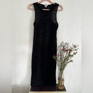 Bozzolo Black Sheer Animal-Print Sleeveless Midi Dress